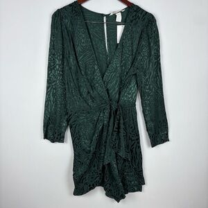 NWT‎ H&M Shiny Leopard Faux Wrap Long Sleeve Romper